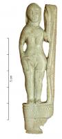 CNF-4080 - Canif : femme nuefer, osCanif dont le manche figure une femme nue, les pieds joints, la main droite le long du corps, la gauche élevée au niveau de la tête.