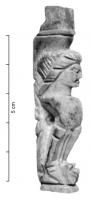 CNF-4097 - Canif : pied de meuble, cariatidefer, osCanif en os dont le manche reproduit un pied de meuble ou une cariatide : buste de femme émergeant d'une gaine (patte de fauve ?).