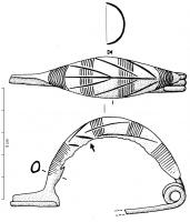 FIB-2199 - Fibule a navicellabronzeFibule à corps renflé, cintré et ouvert par-dessous (en forme de 