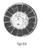 FIB-5249 - Fibule cloisonnée avec registre central repoussé Vielitz E5argent, orFibule cloisonnées avec grenats sous forme de cellules rayonnantes et plaque centrale repoussée d'entrelacs.