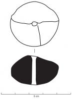 FUS-3018 - Fusaïole à profil ovaleterre cuiteTPQ : -475 - TAQ : -30Fusaïole à profil ovale symétrique, inornée.