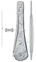 HCH-1087 - Hache à rebords : type helvétique de NehrenbronzeHache longiligne, à moyens rebords ; bords concaves et tranchant arrondi.