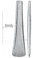 HCH-1088 - Hache à rebords : type helvétique de MägerkingenbronzeHache longiligne, à moyens rebords ; bords moins concaves et tranchant moins arrondi que le type de Nehren.