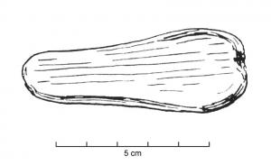 LIP-1001 - Lissoirpierre dureLissoir sur galet de forme oblongue en pierre dure (schiste, dolérite, serpentine…), 
