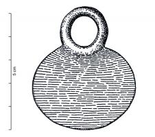 PDQ-1051 - Pendeloque ovalairebronzePendeloque plate, ovalaire ; bélière circulaire directement liée à la pendeloque par débordement. 