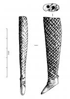 POU-4003 - Poupée articuléeosPoupée composite, articulée au niveau des bras, des hanches et des genoux ; la jambe peut être chaussée d'un bottine souple et gainée d'un motif réticulé; des trous permettent l'articulation sur le membre ou le torse de la poupée.