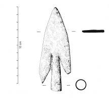 PTF-6001 - Pointe de flèche à douille et tête bipenneferPointe de flèche bipenne de section plate et de forme triangulaire à ogivale. 