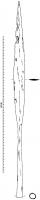 PTL-5001 - Pointe de lance ferTrès grande pointe de lance en forme de feuille, de section lenticulaire ; longue douille fine, fermée.