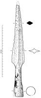 PTL-9011 - Pointe de lanceferTPQ : 1500 - TAQ : 1550Pointe de lance à lame triangulaire effilée, de section sub-losangique à côtés en S ; douille conique.