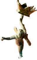 STE-4151 - Statuette : Eros - AmourbronzeStatuette en bronze: Eros ailé, portant une torche dans la main droite. Figuré sous la forme d'un jeune enfant, nu, pourvu de deux ailes dorsales, et tenant devant lui une torche, coulée à part. Parfois, palme dans une main, éventuellement un globe sous un pied.