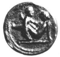 TES-4004 - Tessère érotique : spintriabronzeJeton en bronze, circulaire, présentant sur une face un relief figurant une scène érotique : jeton de maison close.