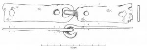 CHA-4106 - Charnière à crochet/d'appliqueferCharnière composée de deux éléments quadrangulaire perforés de deux orifices chacun et articulés par l'intermédiaire d'un crochet d'une part relié à un anneau simple d'autre part.