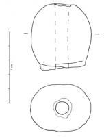 EPE-4024 - Pommeau d'épéebois de cerfPommeau ovoïde, de section ovale, traversé d'une perforation axiale pour le passage de la soie.
Élément de glaive de type Mainz.