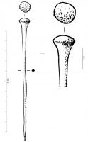 EPG-1024 - Épingle à petite tête évaséebronzeÉpingle inornée, à petite tête légèrement évasée dont le sommet est arrondi; col évasé assez long.