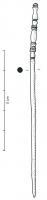 EPG-4536 - Epingle à tête mouluréebronzeEpingle à tête conique, corps cylindrique; partie supérieure du fût ornée d'une moulures variables (discoïdales, sphèriques, ou fusiformes) sans que la tête soit autrement individualisée.