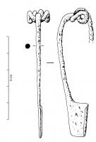 FIB-4029 - Fibule filiformeferFibule à arc filiforme très tendu, ressort à 4 spires et corde interne, porte-ardillon plein ou ajouré, de forme trapézoïdale plus ou moins effilée.