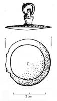 LMP-4003 - Couvercle de lampebronzeCouvercle circulaire coulé, bombé sur la face inférieure, pourvu d'un élément de préhension mouluré et percé au sommet. En-dessous, parfois un appendice formant lest.