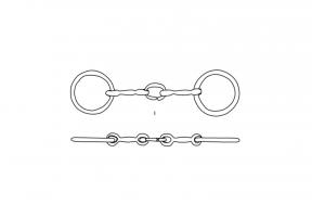 MRS-3026 - Mors articuléferMors de filet articulé, composé de deux canons, relié par un anneau central et de deux anneaux latéraux.