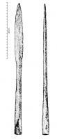 PTL-5008 - Pointe de lanceferFer de lance avec flamme ogivale courte, mais très étirée à nervure centrale, douille en partie ouverte à la base. La douille est nettement plus longue que la flamme.