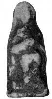 STE-4114 - Statuette : personnage féminin drapé assisterre cuitePersonnage féminin ou déesse sans attribut, assise, les mains jointes sur les cuisses.