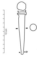 AIP-4002 - Pointe, ou brocheferOutil court et massif, de section ronde, à pointe effilée et présentant sur l'extrémité proximale des traces de percussion directe.
