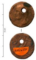 AML-4018 - Amulette : monnaie percéebronze, argent ou orAmulette obtenue en perçant une monnaie antique, généralement passée ensuite sur un lien métallique, où elle peut être associée à d'autres pendants.