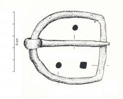 BOH-4006 - Boucle de harnaisferBoucle en D, de section circulaire, l'ardillon est fixé sur la partie courbe, il est lui aussi de section circulaire.