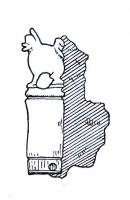 CNF-4018 - Canif : chienos, ferCanif à manche sculpté représentant un chien debout au sommet d'un socle.