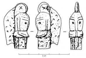 CNF-4053 - Canif : casque de gladiateur (secutor)fer, ivoire, argentTPQ : 100 - TAQ : 250Canif dont le manche représente un casque de gladiateur (secutor), typique, en forme de heaume protégeant aussi le cou, surmonté d'un cimier.