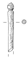 EPG-4620 - EpingleosTPQ : 50 - TAQ : 400Epingle à fût cylindrique ; le sommet conique est creusé d'une gorge dégageant la tête peu détaillée.