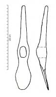 HOU-4017 - Houe-piocheferOutil double composé d'un pic allongé et d'une houe aux bords sinusoïdaux. 