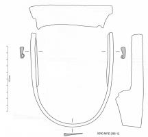 IND-4124 - Outil à râcler ?ferInstrument constitué de deux barres parallèles réunies par un arceau, qui est pourvu d'un tranchant sur un côté.