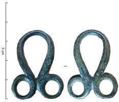 IND-4178 - Contre-agrafe ou œillet doublebronzeObjet filiforme en forme de boucle. Les extrémités sont repliées formant deux autres boucles opposées.