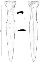 PGD-0010 - PoignardosGrand poignard taillé dans un os long ; poignée terminée par un pommeau, fourni par l'articulation de l'épiphyse.