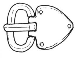PLB-5123 - Plaque-boucle articuléebronzePlaque-boucle à plaque réniforme simple ou semi-circulaire en bronze.