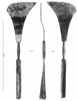 PNC-4001 - Outil double spatule - pinceaubronzeInstrument double, composé d'un manche en alliage cuivreux comportant, d'un côté une spatule triangulaire assymétrique, de l'autre une douille de pinceau.
