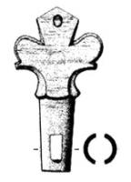 RBN-9005 - Robinet à clef tréfléebronzeRobinet dont la clé est surmontée d'une poignée en forme de fleuron à trois pétales, portant souvent une marque de fabricant.