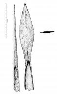 PTL-5010 - Pointe de lanceferFer de lance à douille ouverte plus longue que la flamme, nervure centrale absente ou peu marquée, flamme large.